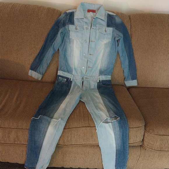 SIGNATURES DENIM JUMPSUIT - Picture 1 of 8